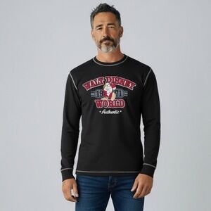 Disney Parks Mens Grumpy Dwarf Shirt Sz M Black Cotton Long Slv WDW Embroidered